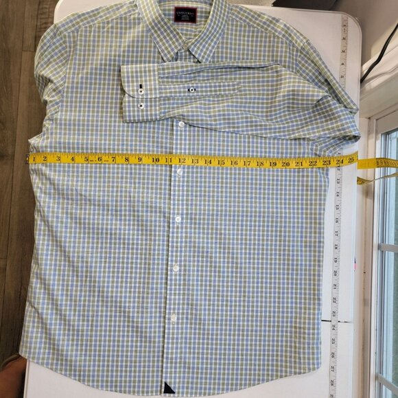 Untuckit Dubois Mens Large Wrinkle Free Button Up Shirt Blue Green Plaid LS - Picture 8 of 9